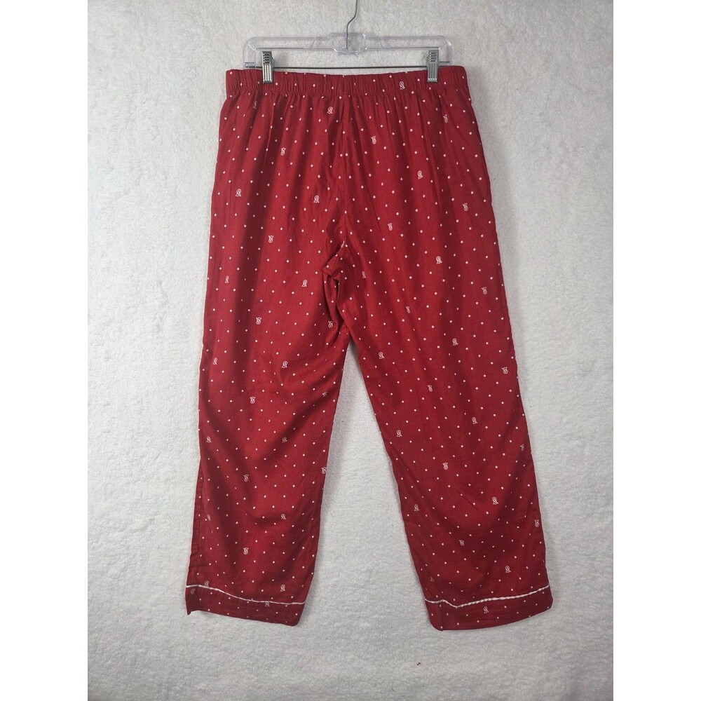 Victoria's Secret Pajama Set Womens L Red Polka Dot Button Front Logo Sleepwear - Picture 12 of 16